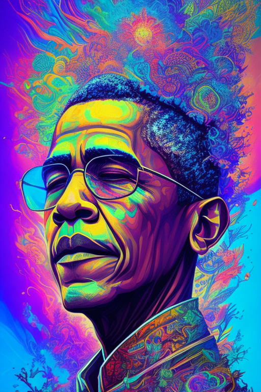 a psychedelic portrait of obama